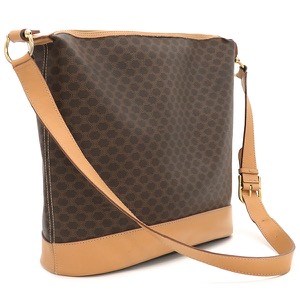 セリーヌ ショルダーバッグ マカダム PVC ブラック 茶  中古