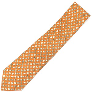 エルメス ネクタイ ボタン 9cm シルク オレンジ 中古