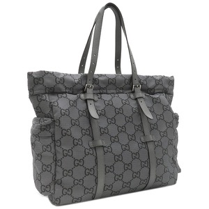グッチ トートバッグ GG リップストップ トート ナイロン グレー ショルダー ダークグレー  767929 中古