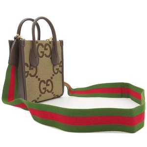 グッチ 2WAYバッグ ミニトート ベージュ未使用 茶 シェリーライン  699406 中古