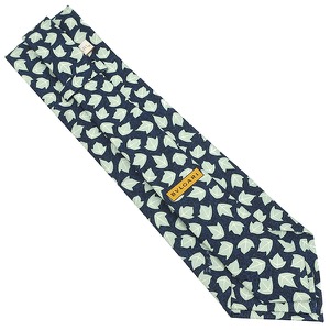 ブルガリ ネクタイ リーフ柄 10cm シルク ネイビー 紺 緑 葉っぱ 植物柄 中古