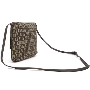 フェンディ ショルダーバッグ ズッキーノ キャンバス ブラウン 茶  8BT075 中古