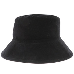 ミュウミュウ ハット ベロア バケットハット コットン ブラック M 黒 白ロゴ  5HC196 068 中古