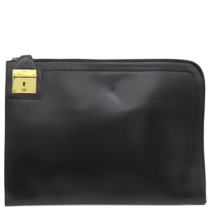 エルメス クラッチバッグ 書類ケース ボックスカーフ ブラック 黒 ドキュメントケース セカンドバッグ  中古