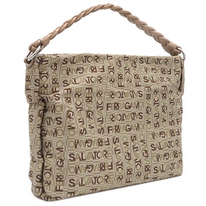 サルヴァトーレ・フェラガモ ショルダーバッグ ロゴ セミショルダー ナイロン ベージュ ハンドバッグ ハーフショルダー  中古