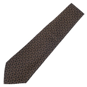 シャネル ネクタイ CO柄 9.5cm シルク ブラック 黒 アルファベット 中古