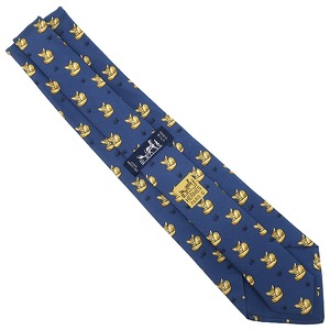 エルメス ネクタイ アニマル柄 9cm シルク ブルー 青 黄色 キツネ  中古