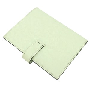 エルメス 二つ折り財布 ベアンコンパクト ヴォーエプソン グリーン 薄緑  中古