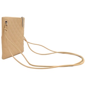 シャネル ショルダーバッグ カンボンライン ポシェット レザー ベージュ 斜め掛け A29793 中古