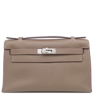 エルメス ハンドバッグ ポシェットケリー  スイフト グレー グレージュ ミニバッグ バイカラー  中古