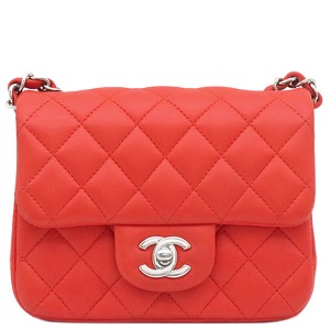 シャネル ショルダーバッグ ミニマトラッセ チェーンショルダー ラムスキン レッド CCロゴ ココマーク 赤 中古