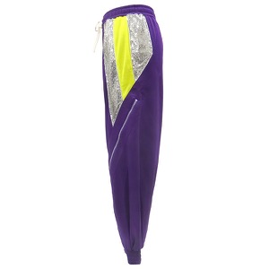 グッチ パンツ メタル ジップ スウェットパンツ ポリエステル パープル XS 紫 黄 ドローコード トラックパンツ GG  中古