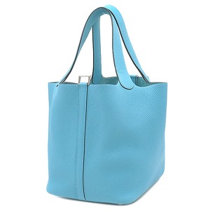 エルメス ハンドバッグ ピコタンロックMM トリヨンクレマンス ブルー 水色  中古