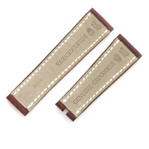 ロレックス 腕時計パーツ デイトナ用 クロコダイル ブラウン 新品同様 純正 替え クロコ バンド ベルト ストラップ 20ｍｍ ブラウン 茶  中古