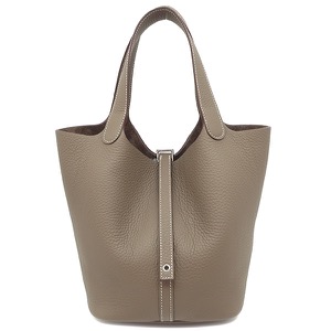 エルメス ハンドバッグ ピコタンロックMM  トリヨンクレマンス グレー未使用 グレージュ  中古