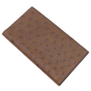 エルメス 長財布 札入れ オーストリッチ ブラウン 茶 二つ折り財布  中古