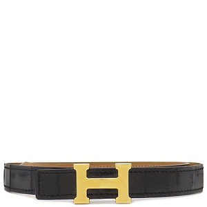 エルメス ベルト コンスタンスH ＃65 アリゲーター ブラック #65 Hバックル 黒 クロコ  中古