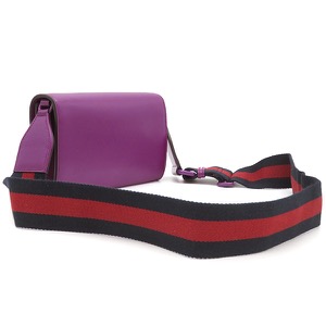 グッチ ショルダーバッグ ホースビット レザー パープル チェーンショルダー シェリーライン ウェブ 紫   724713 中古