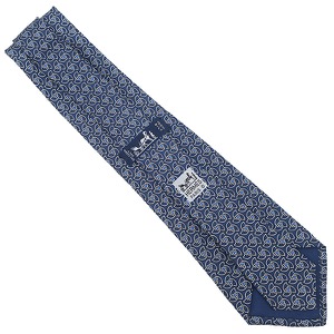エルメス ネクタイ 総柄 9cm シルク ネイビー 紺 青 グレー 手裏剣  中古