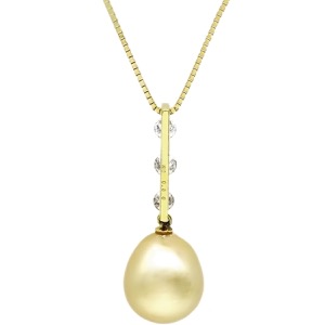 ネックレス パール ダイヤ ネックレス K18YG ゴールド 真珠 スイング 3連 ダイヤモンド イエローゴールド ハート  中古