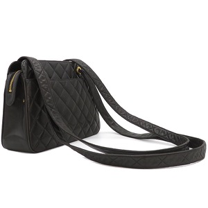 シャネル ショルダーバッグ マトラッセ レザー ブラック 黒 チェーンショルダー 肩掛け 中古