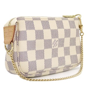 ルイヴィトン アクセサリーポーチ ミニ ポシェット アクセソワール ダミエアズールキャンバス ホワイト 白  N58010 中古