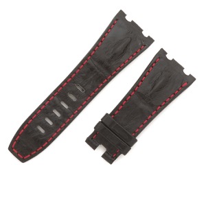 オーデマピゲ 腕時計パーツ ロイヤルオーク用 クロコバンド クロコダイル ブラック 新品同様 純正 替え ベルト ストラップ 28ｍｍ ブラック 黒  中古