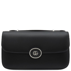 グッチ 2WAYバッグ ダブルGプレート レザー ブラック 黒 ショルダー クラッチ  739721 中古