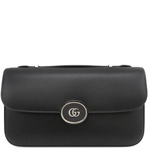 グッチ 2WAYバッグ ダブルGプレート レザー ブラック 黒 ショルダー クラッチ  739721 中古