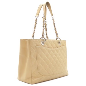 シャネル トートバッグ マトラッセ GST トートバッグ ベージュ ココマーク チェーンショルダー A50995 中古