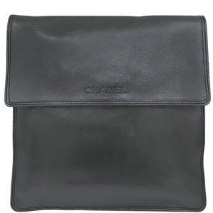 シャネル ショルダーバッグ ロゴ サコッシュ レザー ブラック 黒 中古