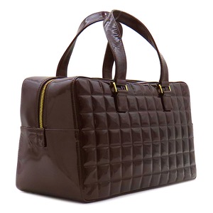 シャネル ボストンバッグ チョコバー パテントレザー ブラウン 茶 ボストンバッグ ココマーク 中古