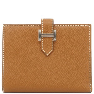 エルメス 二つ折り財布 ベアンコンパクト ヴォーエプソン ブラウン未使用 茶  中古