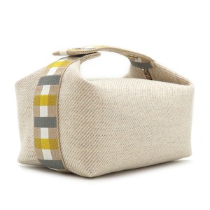 エルメス ポーチ ブリッド ア ブラック オ カレPM ウール ベージュ ハンドバッグ バニティバッグ  中古