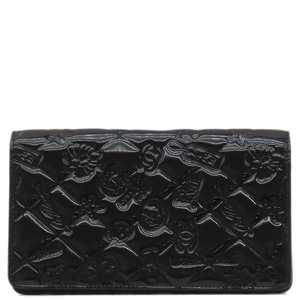 シャネル 長財布 アイコン エナメル ブラック 黒 二つ折り ココマーク パテント A37151 中古