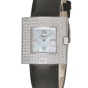 ショパール 13/6862 K18WG無垢 純正ダイヤ シェル ローマ スクエア クオーツ