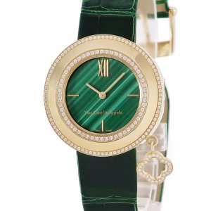 ヴァンクリーフアーペル チャーム ゴールド マラカイト VCAR08NR00 K18YG無垢 純正ダイヤ クオーツ