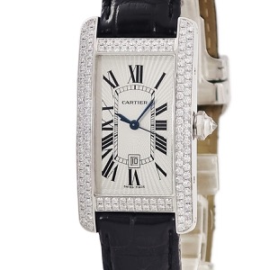カルティエ タンクアメリカン MM WB710002 OH済 K18WG無垢 純正ダイヤ スクエア 自動巻き