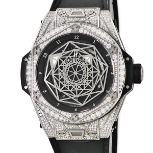 ウブロ ビッグバン サンブルー チタニウム パヴェ 415.NX.1112.VR.1704.MXM17 純正ダイヤ ブラック 自動巻き