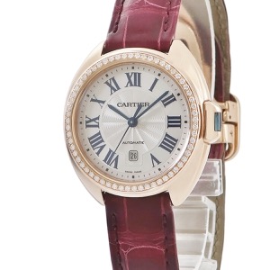 カルティエ クレ ドゥ カルティエ WJCL0016 K18PG無垢 純正ダイヤ ローマン デイト 青針 自動巻き