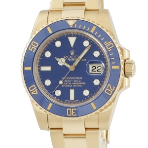 ロレックス サブマリーナー デイト 116618GLB V番 K18YG無垢 純正8Pダイヤ ブルー ベンツ針 自動巻き