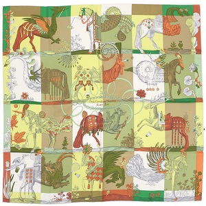 エルメス スカーフ カレ90 CARRE シルク マルチカラー 【DELLA CAVALLERIA FAVOLOSA/デッラ カヴァッレリア ファヴォローサ】  中古