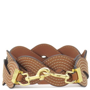 ロエベ ショルダーストラップ ウェーブ ステッチ ショルダーストラップ レザー ブラウン 茶 約93cm 中古