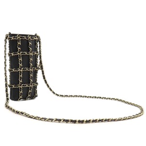 シャネル ショルダーバッグ テック ミー アウト ラムスキン ブラック 黒 チェーンショルダー フォンケース AP1161 中古