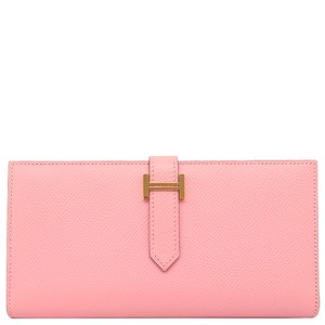 エルメス 長財布 ベアンスフレ ヴォーエプソン ピンク 二つ折り財布  中古