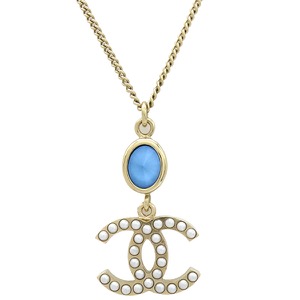 シャネル ネックレス ココマーク スイングネックレス GP ゴールド オーバルストーン 中古