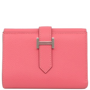 エルメス 三つ折り財布 ベアン コンビネ ヴォーエプソン ピンク 中古