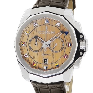 コルム アドミラル AC-ONE 45 クロノ 01.0116 OH済 12角形 茶 アドミラルズカップ ウッド 信号旗 自動巻き