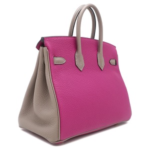 エルメス ハンドバッグ バーキン25 トゴ マルチカラー 【PO品】 紫 グレージュ バイカラー リカラー有  中古