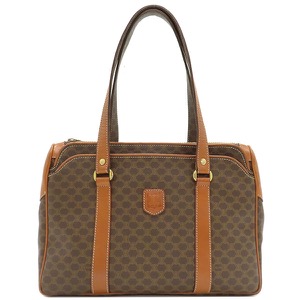 セリーヌ ハンドバッグ マカダム トート PVC ブラウン 総柄 トリオンフ ロゴ ヴィンテージ ショルダー  中古